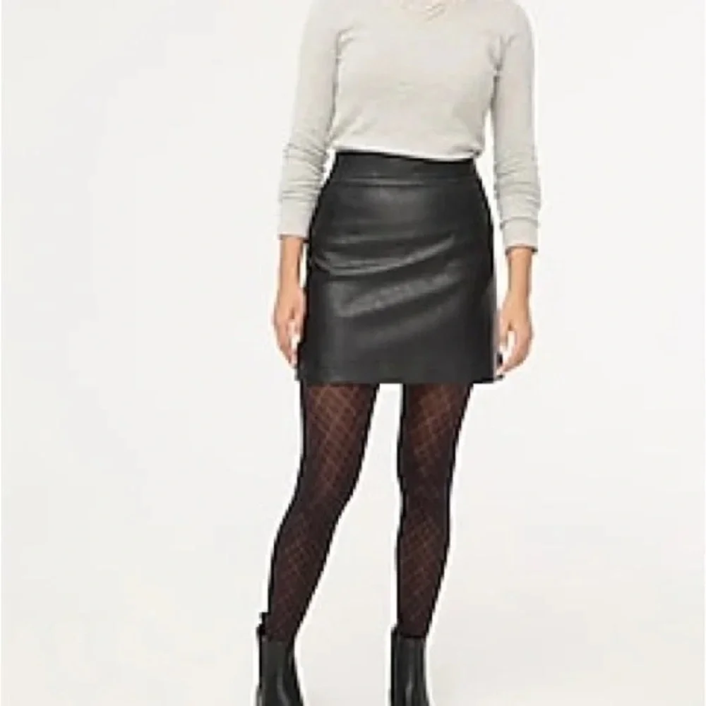 J. CREW 17” Black Faux Leather Mini Skirt